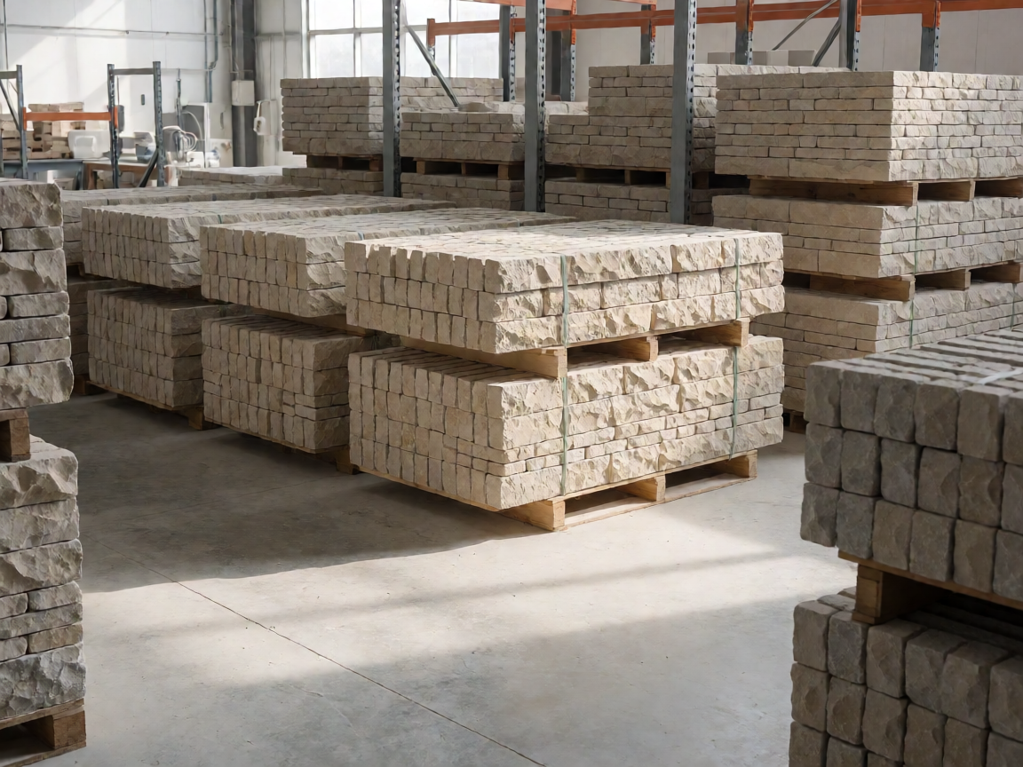 China Tumbled Limestone Strip Brick Veneer Factory